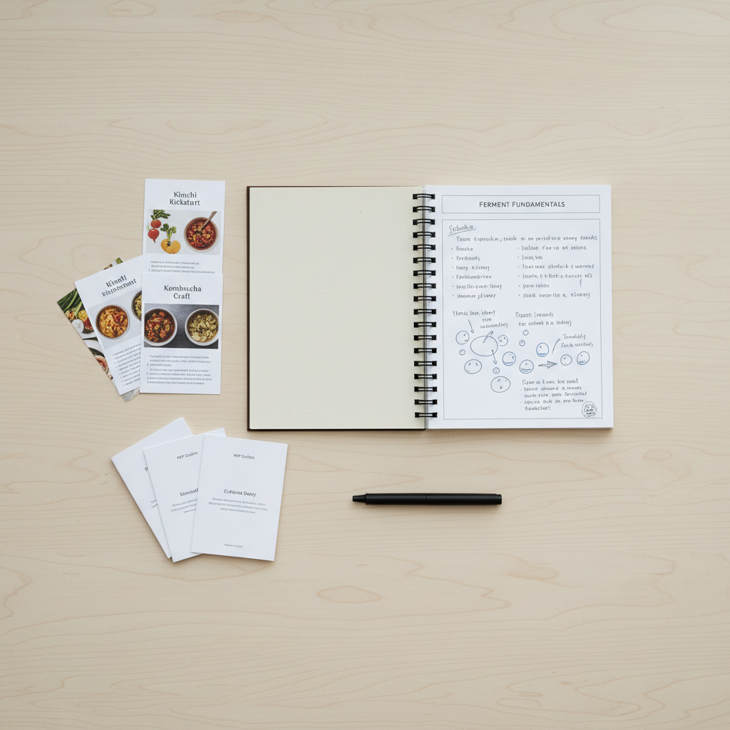 Wissenspaket – Unterlagen Flat Lay